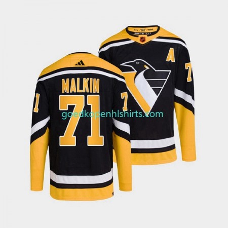 Pittsburgh Penguins Evgeni Malkin 71 Adidas 2022-2023 Reverse Retro Zwart Authentic Shirt - Mannen